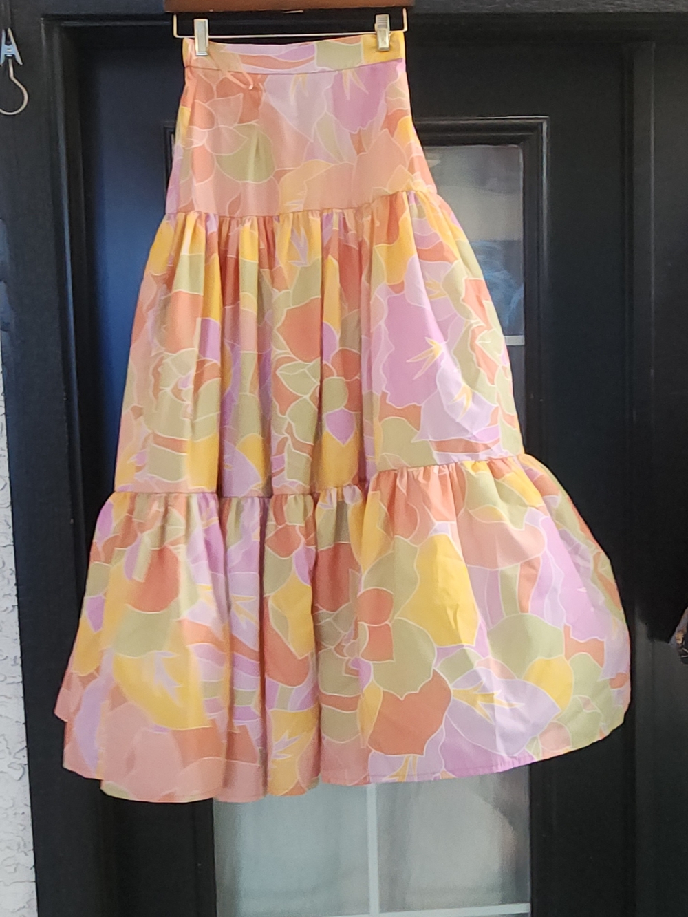 Women’s Pastel Floral Tiered Maxi Skirt - Pink Multi - Picture 4 of 4